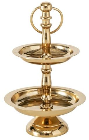 MF Etagere Aurelia Zweistufig, Gold, Edelstahl poliert, 17 cm Höhe, 11 cm Durchmesser, Rund, Indoor Dekoaccessoire