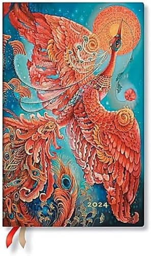 Paperblanks Flexi 12-Monatskalender 2024 Feuervogel, Horizontal - Maxi (210 x 135), Deutsch