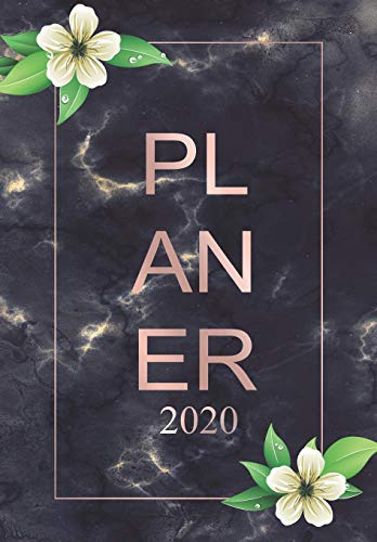 Planer 2020: Terminkalender mit Kalendarium 2020 | planen , organisieren und notieren in einem Buchkalender | mit Softcover Terminplaner | Style Mamor Schwarz Mable