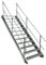 12 Stufen Stahltreppe mit beidseitigem Geländer/Breite 90cm Geschosshöhe 180-240cm / Robuste Außentreppe/Wangentreppe/Stabile Industrietreppe für den Außenbereich/Inklusive Zubehör