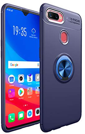 HERCN Oppo F9,Oppo F9 Pro 6.30 Coque,Ultra Mince Silicone TPU avec Anneau Kickstand Case avec Support Magnétique de Voiture Fonction pour Oppo F9,Oppo F9 Pro Smartphone (Bleu)