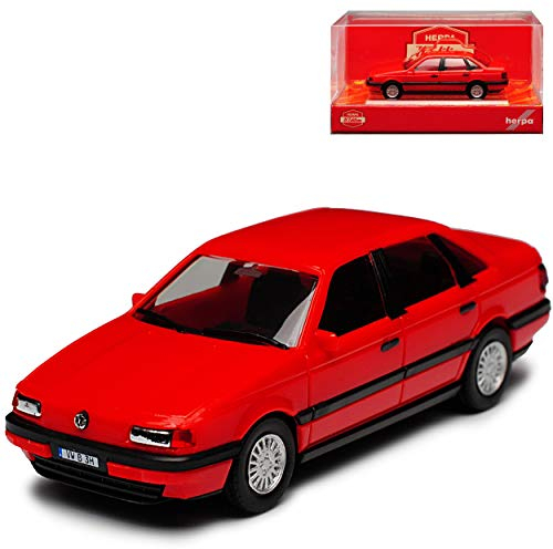 Volkwagen Passat B3 Limousine Rot 1988-1993 H0 1/87 Herpa Modell Auto mit individiuellem Wunschkennzeichen