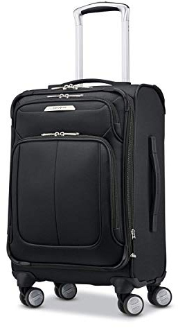 Samsonite Solyte DLX Softside Expandable Luggage with Spinner Wheels, Midnight Black, Checked-Medium 25-Inch