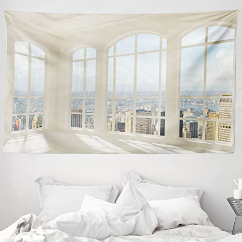 ABAKUHAUS Modern Wandteppich und Tagesdecke, Weiß Wohnung Moderne aus Weiches Mikrofaser Stoff Waschbar ohne Verblassen Digitaldruck, 230 x 140 cm, Babyblau Weiß