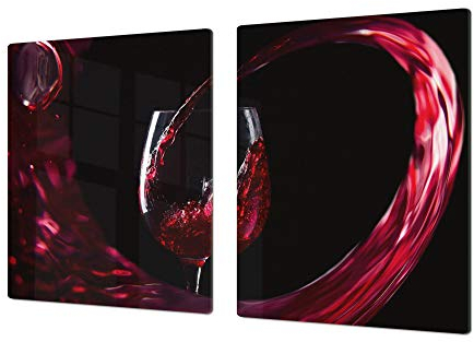 Cubre vitrocerámica para cerámicas de grandes dimensiones o tabla de cortar de cristal templado – UNA PIEZA (80 x 52 cm) o DOS PIEZAS (40 x 52 cm) Serie de Vinos DD04