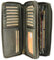Hochwertige XXL Vintage Leder Damen Geldbörse Portemonnaie langes Portmonee Geldbeutel Organizer aus weichem Leder mit extra vielen Fächern inkl. RFID in grau - 20x11x3,5cm (B x H x T)