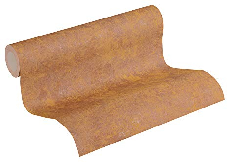 Livingwalls New Walls Vliestapete einfarbig 10,05 m x 0,53 m - orange, Kupfer, Braun - Tapete leicht strukturiert - 374253
