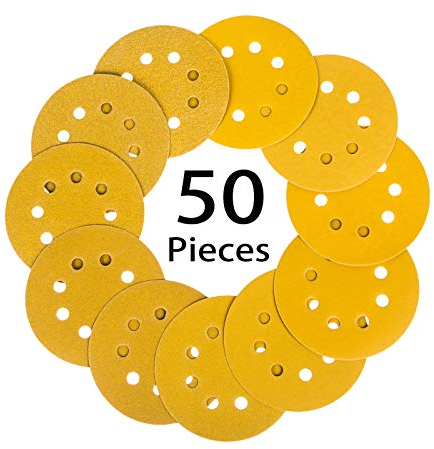 STEBRUAM 50PCS 125mm Sanding Discs, Orbital Sander Discs Include 60 100 240 320 and 600 Grit 5 inch for Sand Sheets Orbital Sander Pads Dewalt Sanding Discs 125mm