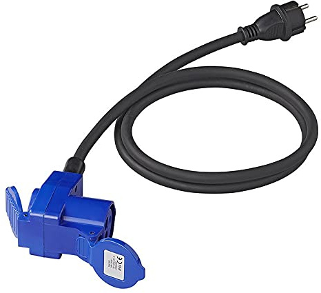 ProPlus Adapterkabel 150cm 3x2,5mm² von Schuko Stecker nach CEE Winkelkupplung + Schuko Steckdose