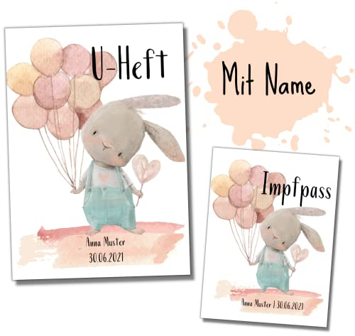 My-Little U-Heft- und Impfpasshülle | Set mit Name & Geburtstag | 'Hase' Personalisiert