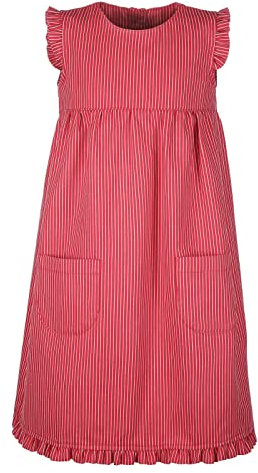modAS Kinder Fischerkleid Mädchenkleid Maritim - Streifenkleid Kleid für Mädchen mit Streifen aus Baumwolle schmal gestreift Rot in Größe 128
