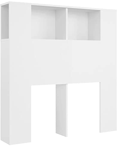 vidaXL Bett Kopfteil mit Ablagen Kopfteil-Regal Wand-Kopfteil Bücherregal-Kopfteil Betthaupt Bettkopfteil Schlafzimmer Weiß 100x18,5x104,5cm