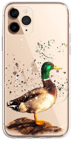 SmartGiftShop British Birds Case Splatter Art CLEAR Phone Cover Case Exclusive Artwork for iPhone 12 - Mallard Duck