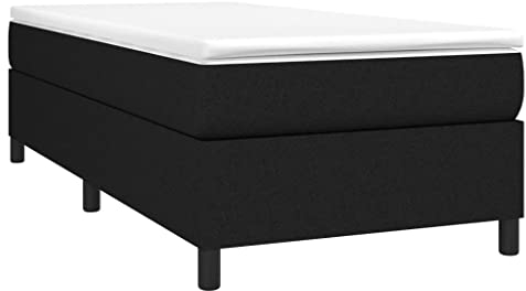 vidaXL Bettgestell, Polsterbett Bett für Schlafzimmer, Bettrahmen mit Lattenrost, Schlafzimmerbett Einzelbett, Schwarz 90x190cm Stoff