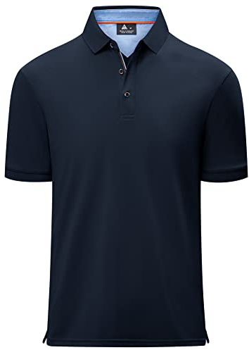 geeksport Poloshirts Herren Kurzarm Tennis Slim Fit Golf Polo Shirt Männer Sport Schnelltrocknend Atmungsaktiv Polohemd Sommer Outdoor Golf T-Shirt(1623-Navy-L)