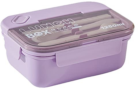 TOPINCN Lunchbox, Lila 1250 Ml, 3 Fächer, Mikrowellengeeignete -Box für Kinder und Erwachsene, Wiederverwendbare Lunchboxen für Büro, Schule