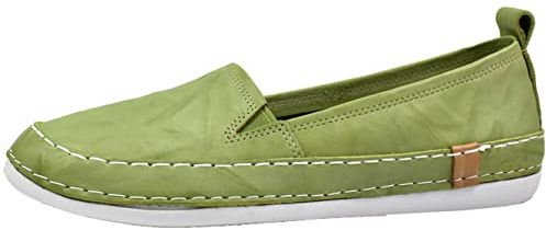 Andrea Conti Damen Slipper Leder bequem sportlicher Look Stretcheinsatz 0024819, Größe:39 EU, Farbe:Grün