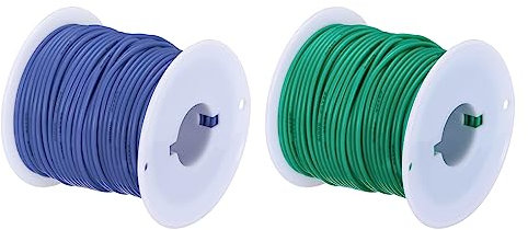 sourcing map 22 Gauge Silicone Wire 22AWG Electrical Wire Stranded Wire Flexible Tinned Copper Wire High Temp Hookup Wire Spool Blue and Green 30m/98.4ft for Car Model Electric Appliances 2pcs