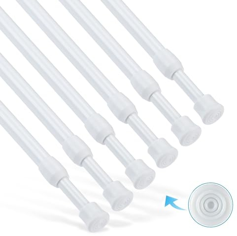 Goowin 6 Stück Teleskopstange, 55-90cm Spannstange ohne Bohren, rostfreie Feder, verstellbare Spannstange für Schrank, Küche, Schrank, Kleiderschrank, Bücherregal (weiß)