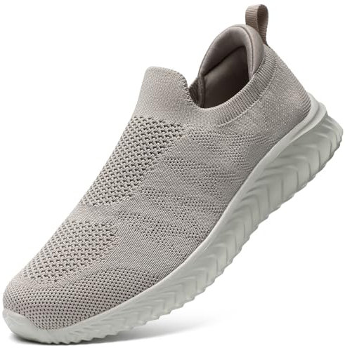 STQ Zapatillas Mujer Casual Malla Deporte Antideslizantes Ligero Comodos Zapatos Sin Cordones para Correr Andar Marrón Grisáceo 41 EU