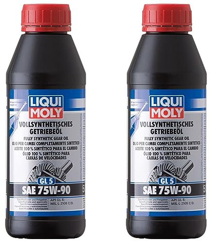 LIQUI MOLY Vollsynthetisches Getriebeöl (GL5) SAE 75W-90 | 500 ml | Getriebeöl | Hydrauliköl | Art.-Nr.: 1413 (Packung mit 2)