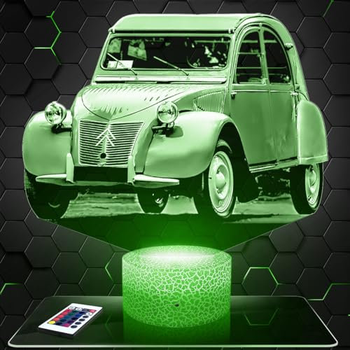 Nachttischlampe - Touch-Nachtlicht Auto 2 CV 3D-LED-Lampe Illusion, Geschenkidee Weihnachten Geburtstag Junge und Mädchen Nachttischlampe Kinder- oder Erwachsenenzimmer
