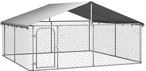Camerina Outdoor-Hundezwinger mit Dach 300x300x150 cm Kennel Mit Verkleidung