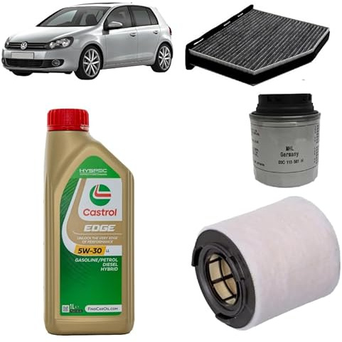 Kit tagliando 3 filtri + 4 L olio Edge 5W30 per Volkswagen Golf 6 VI 1.4 TSI