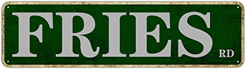 Texsource Fries Road Lustige Vintage-Poster und Drucke Blechschild Wanddekoration dekoratives Poster Metallschild für Man Cave Bar Pub Cafe Home Wall Decor 40,6 x 10,2 cm