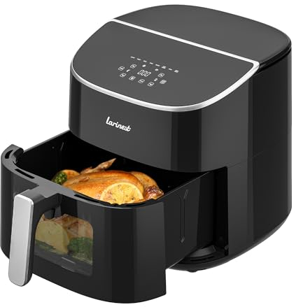 Air Fryer 8Qt Plus Oilless 8-in-1 Family Size AirFryer,Easy Viewing Window and Fast Healthy cooking,Dishwasher-Safe Basket,Digital Touchscreen,Quiet, AF701, Black