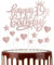 Happy 19th Birthday Cake Toppers, Rose Gold Cake Cupcake Toppers for Cake, Glitter Heart Stars Cake Toppers, Birthday Gift, Personalised Cake Toppers for Women Girls 19th Birthday Cake Decorations