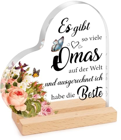 XIANNVXI Geschenke für Oma, Geburtstagsgeschenk Oma Geschenk, Holzschilder Heimat Dekoration Ornamente aus Acryl, Beste Oma Geschenke von Enkelin Enkelkinder, Geburtstag Deko