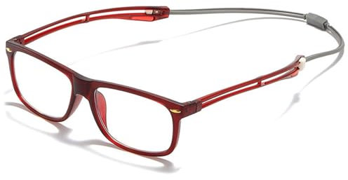 MAGIMODAC Damen Herren Lesebrille Blaulichtfilter Haltbar Verstellbar Lesehilfe Sehhilfe Lesebrillen Rot 1.50