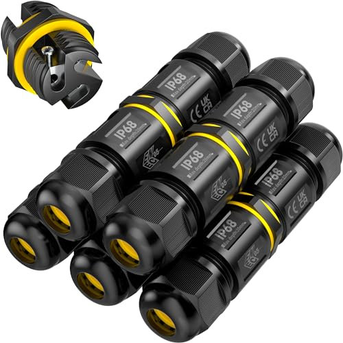 SOMELINE IP68 Waterproof Junction Box Outdoor Cable Connector, 2-Way Wire Connector Electrical Junction Box, Extension Electrical Cable Protector for Cable Diameter Ø5mm-9mm (5 Pack)