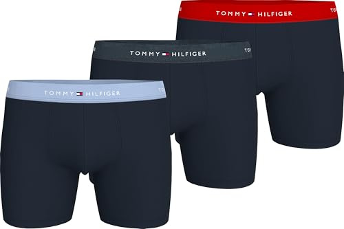 Tommy Hilfiger Herren 3er Pack Boxershorts Briefs aus Baumwolle, Mehrfarbig (SWT Blu/Mil Den/Prim Red), S-M