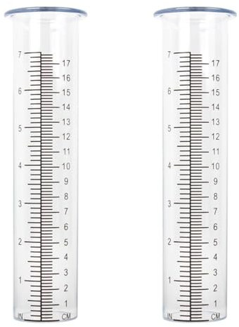Janasiba Lot de 2 tubes de rechange en plastique pour pluviomètre de 7 capacités, jauge d' de pluie pour jardin, extérieur