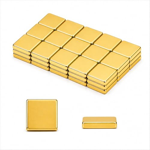 Magnete Stark Gold 6x5x1,8mm 20 Stück Neodym Magnet für Magnettafel | Extra stark, Mini Magneten für Kühlschrank, Basteln & vielseitig einsetzbar