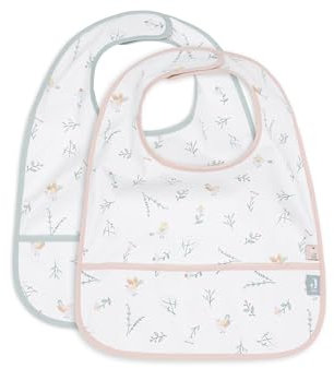 Jollein Lätzchen Baby - Lovey Birds - 2er Pack - Lätzchen Wasserdicht - Mit Klettverschluss - Babylatz - Sabberlätzchen Baby