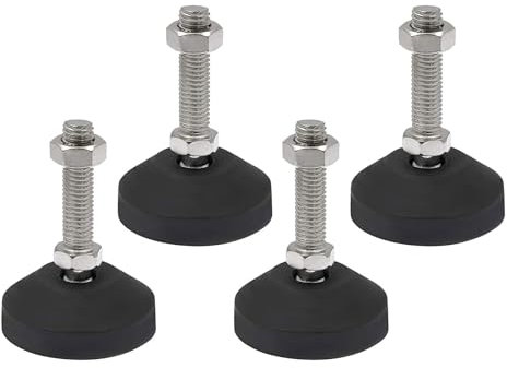 RHUAFET Lot de 4 pieds réglables M12 x 50 mm - Vis de réglage M12 - Pied de meuble - Peut supporter 400 kg - Pieds réglables - Vis réglables - Pied réglables - Inclinaison maximale de 15 ° (4 pièces -