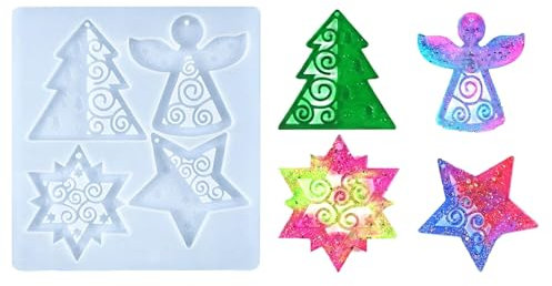 Silikonform für Weihnachten kleiner Engel Weihnachtsbaum-Anhänger Harz-Formen Silikonform für Weihnachtsanhänger Weihnachtsseifenform Backformwerkzeuge Weihnachtsformen für Harz für Weihnachts-DIY