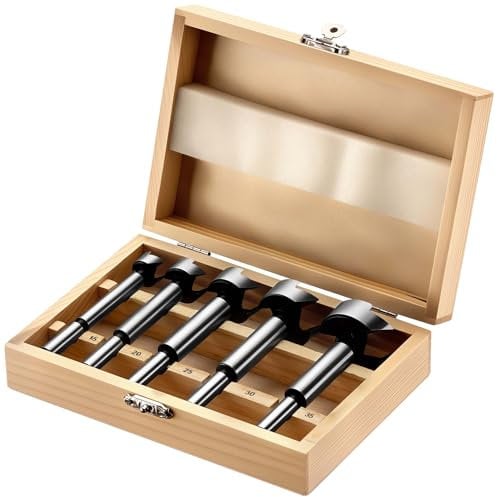 Wiltec Forstner 5 Piece Drill Bit Set, Forstener Bit sizes: 15, 20, 25, 30 and 35 mm Compatible with Standard Drills, Made of Robust Carbon Steel for Long-Lasting Durability