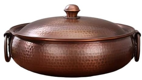 NIBHZ Pentola in Rame con pentola per Cucina a Gas Stufa a induzione con retrò retrò retrò Manuale in Rame marmotter Utensili,34cm