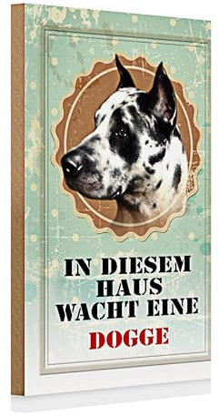 Nostalgisches Warnschild 'In diesem Haus wacht eine Dogge' | Retro-Stil Haustierdeko für Zuhause | 20 cm x 30 cm