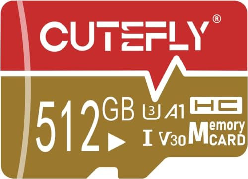 TF Card 512GB, Micro SD Card 512GB High Speed Memory Card Ultra-HD SD Card Large Capacity 512GB SD Card for Drone, Dash CAM, Sports Camera, Surveillance Camera, Smartphone (RED-ZHU)