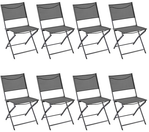 Yaheetech 8er-Set Klappbarer Gartenstuhl Klappstuhl Terrassenstühle Tragbar & Platzsparend Essstühle für Außenbereich Balkonstuhl bis 100 kg Belastbar Dunkelgrau
