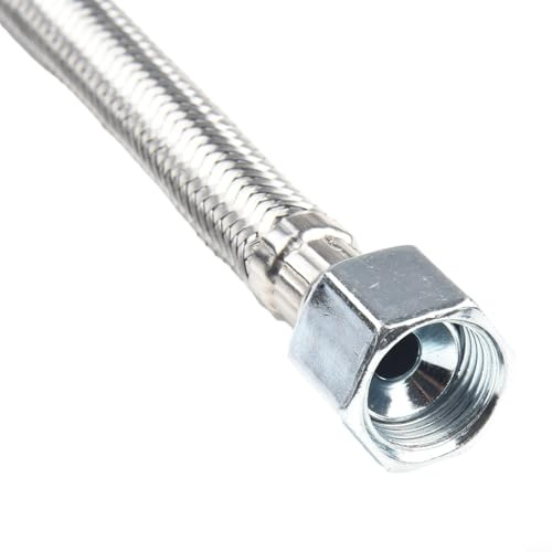 Yuanpgky Stainless Steel Air Compressor Intake Tube, 400mm Length Replacement Hose with Check Valve for Oil-Free Air Pump 14/16/19mm Internal Thread Silver(M19)