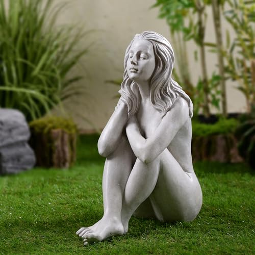Hi-Line Gift Ltd. Gartenstatue Denkende Dame aus Kunstharz