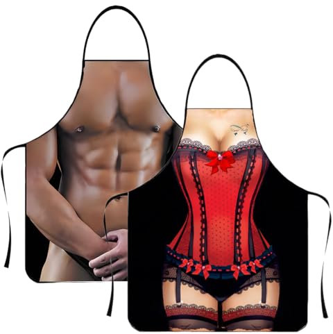 CATOR 2 pcs sexy Damen Lustige Schürze, Herren sexy Grill-Grillschürze, Kochschürze Küchenschürze Lustige Schürze Wasserdichte für Herren Damen Geschenk für Party Costume Grill