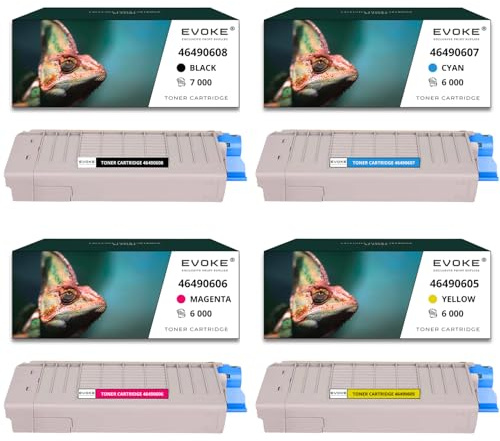 C532 CMYK Tonerkartuschen, 4 Stück, für OKI, 7.000 Seiten, Schwarz + 6.000 Seiten, jede Farbe, kompatibel mit C 532 DN C 542 DN MC 563 DN MC 573 DN