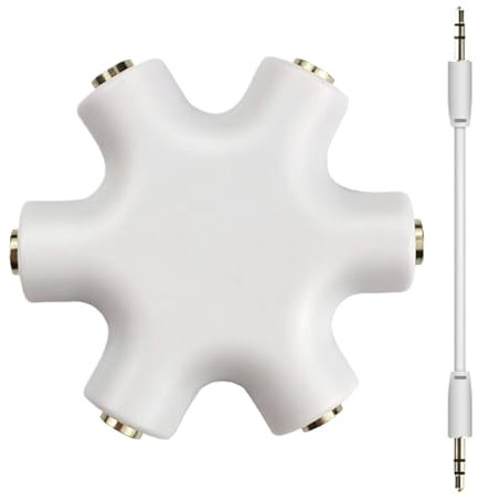 Divisor de auriculares, cable adaptador de audio, conector estéreo de 3,5 mm, uso sin esfuerzo para varias personas, cómodo de usar, diseño de doble salida, ideal para compartir videos musicales, 14,5